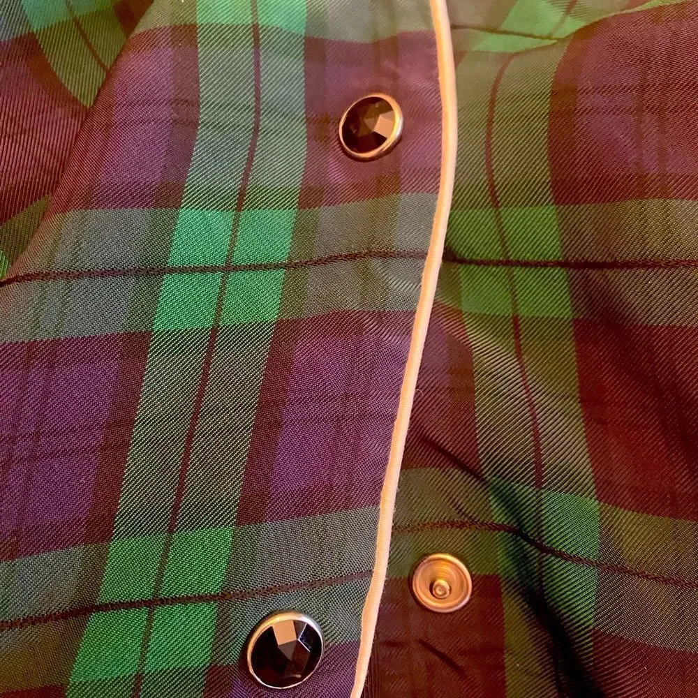 Hilfiger Green Plaid Pajama Top Size 40